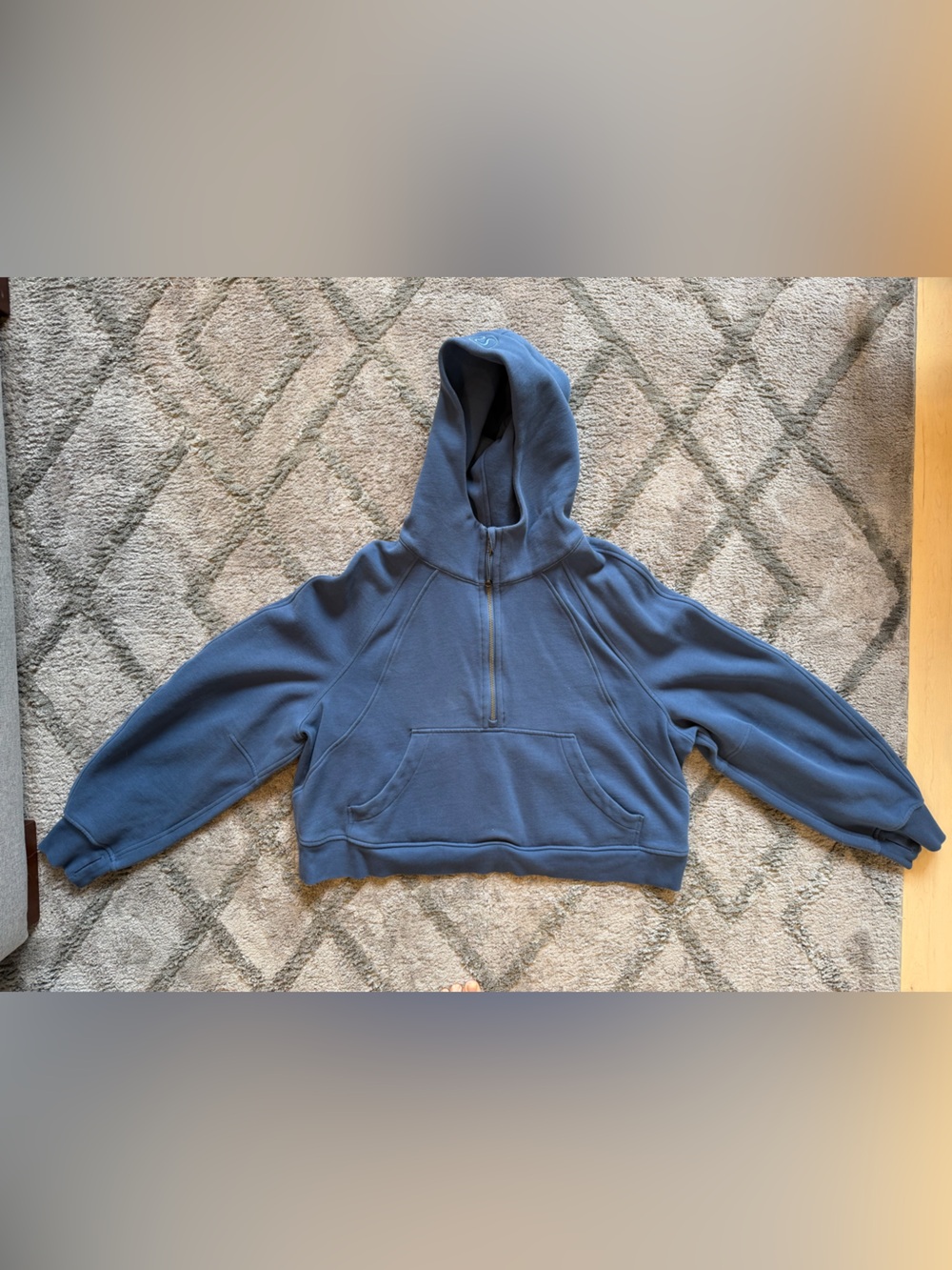 Scuba oversized half-zip hoodie in Slate Blue